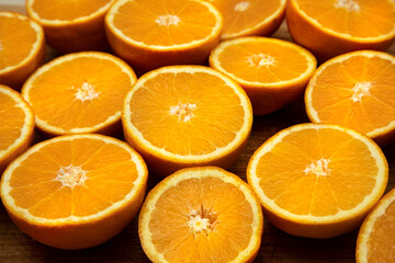 Close up of oranges cut in half