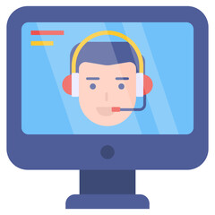 Editable design icon of online support
