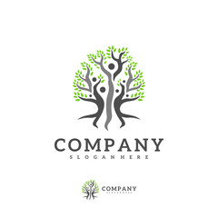 Obraz premium People Tree logo vector template, Creative Tree logo design concepts