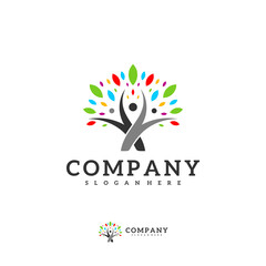 Fototapeta premium People Tree logo vector template, Creative Tree logo design concepts