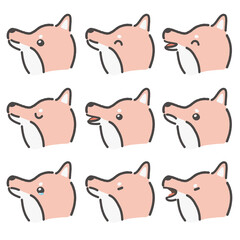 柴犬の横顔表情セット　塗りピンク