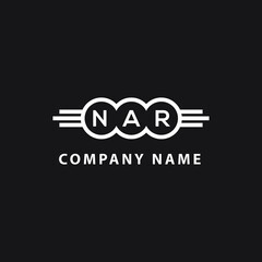 NARletter logo design on black background.  NARcreative initials letter logo concept. NARletter design.
