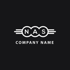 NASletter logo design on black background.  NAScreative initials letter logo concept. NASletter design.
