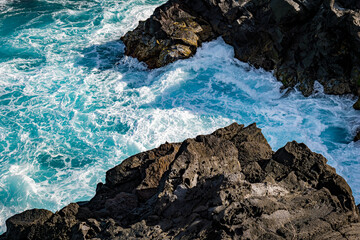 Beautiful ocean in Azores with rocks