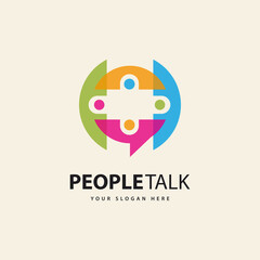 People or human unity chat bubble icon logo design