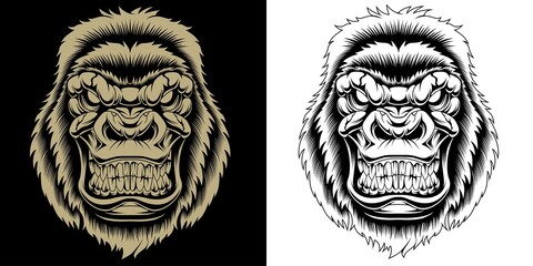 angry gorilla head vector illustration