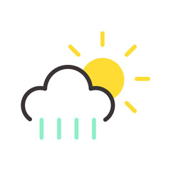 お天気アイコン　晴れ　雨　ベクターイラスト素材