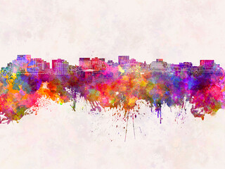 Hobart skyline in watercolor background