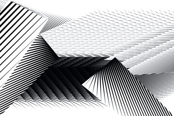 Abstract halftone lines black and white background, vector modern design texture.