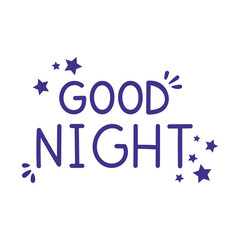 good night lettering postcard