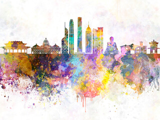 Fototapeta premium Hong Kong V2 skyline in watercolor background