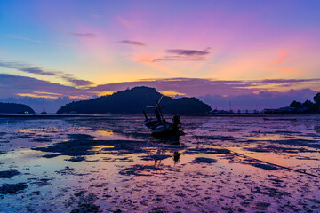 sunrise on the Tropical beach of Andaman Sea, Thailand