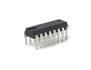 Microcircuit isolated on white background.