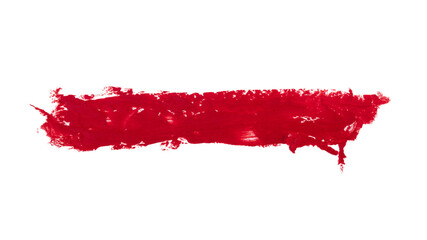 Smear of red lipstick isolated on white background.