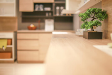 Interior blur kitchen room for use background
