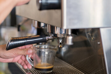 coffee machine making espresso in a cafe