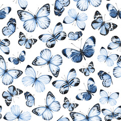 Watercolor butterfly seamless pattern. Ornament theme for your design