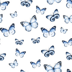 Watercolor butterfly seamless pattern. Ornament theme for your design