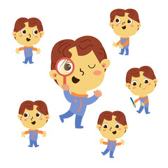 Obraz na płótnie Canvas Little boy. Set of cute cartoon characters. Vector illustration for posters, children book design.