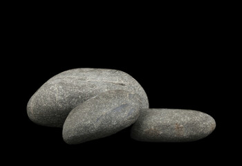 Stones isolated on black background.