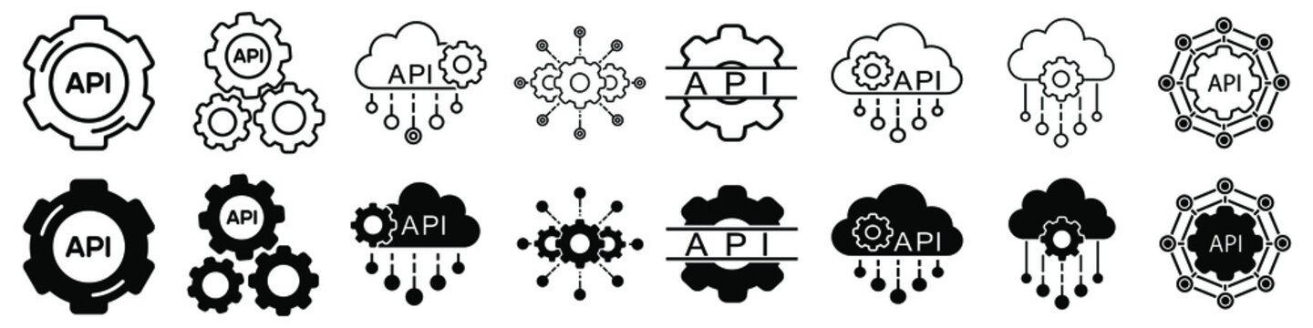 API vector icon. software integration illustration sign. application symbol. Cloud logo. development sign or logo.