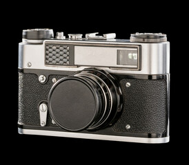 Vintage photo camera isolated on white background