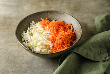 cabbage and carrot salad in a plate