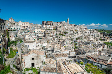 Fototapeta na wymiar Panorama della città di Matera vista dall'alto