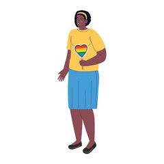 afro lesbian with heart flag