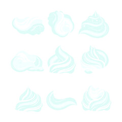 Whipped cream. Vector set in a flat style on a white background.