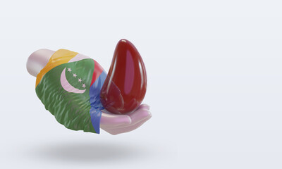 3d world blood donor day Comoros flag rendering left view