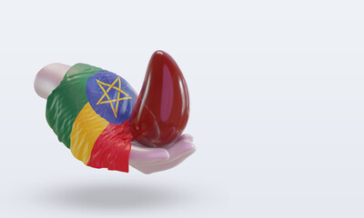 3d world blood donor day Ethiopia flag rendering left view
