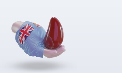 3d world blood donor day Fiji flag rendering left view