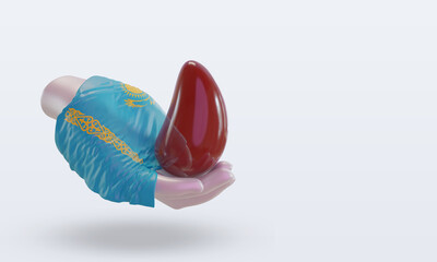 3d world blood donor day Kazakhstan flag rendering left view