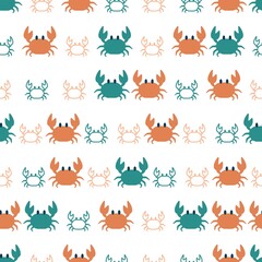 Crab and Crabs Vector Graphic Art Seamless Pattern