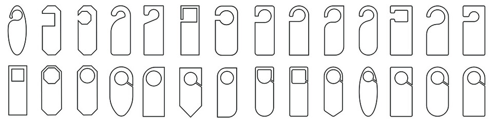 Door hanger vector icon set. do not disturb illustration sign collection. hotel door tag symbol or logo.