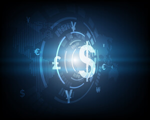 Currency exchange technology Blue abstract