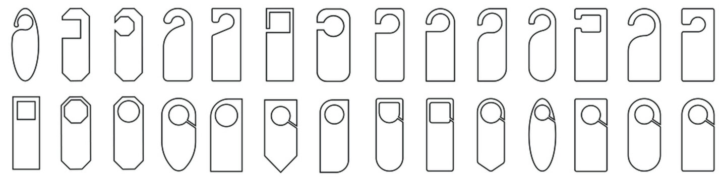 Door Hanger Vector Icon Set. Do Not Disturb Illustration Sign Collection. Hotel Door Tag Symbol Or Logo.