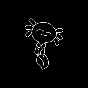 recommend clip art:  Cute axolotl icon isolated on dark background