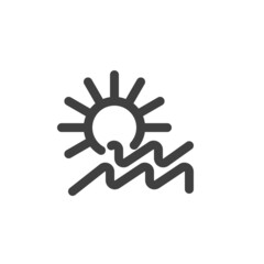 Sun and sea line icon