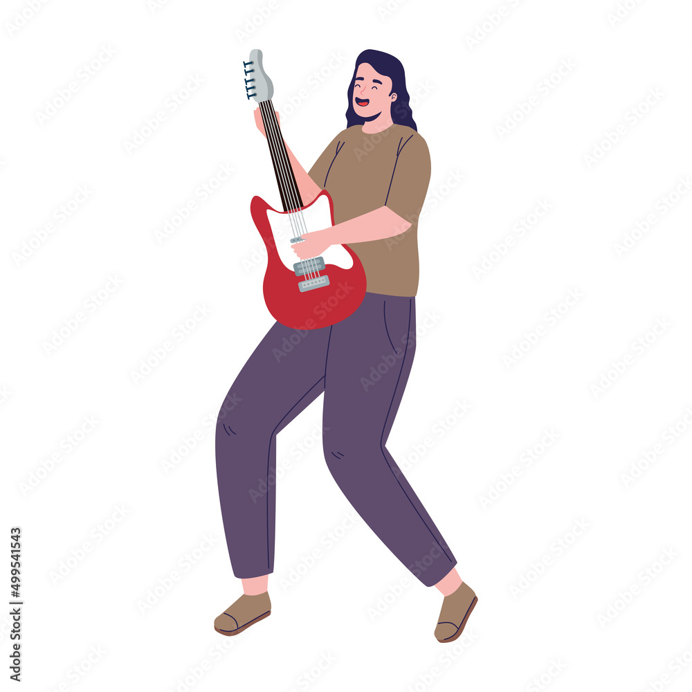 Canvas Prints woman playing electric guitar