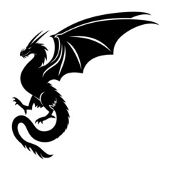 Black dragon icon isolated on white background. - 499541521