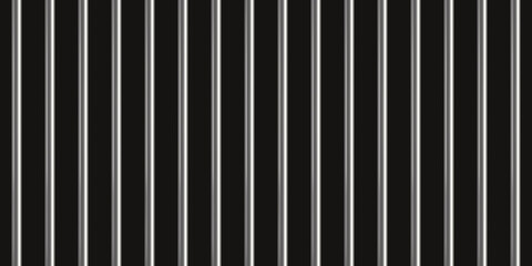 Obraz premium Realistic prison metal bars. Prison fence. Jail grates. Iron jail cage. Metal rods. Criminal grid background. Vector pattern. Illustration isolated on black background.