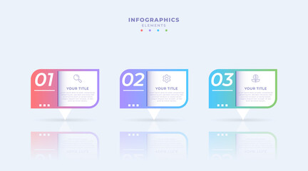 Gradient business infographic template with three steps