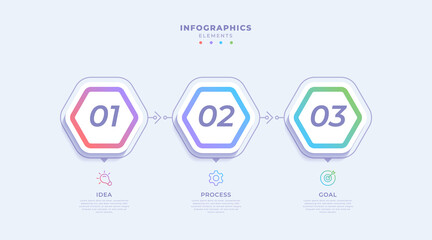 Gradient business infographic template with three steps or options
