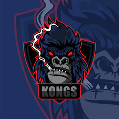 Gorilla head mascot logo design for esport