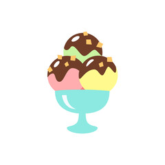 Ice cream icon. Flat illustration of a cap with ice cream isolated on a white background. Vector 10 EPS.