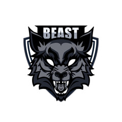 Wolf head  mascot logo design for esport