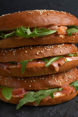 close-up of a sandwich with salmon