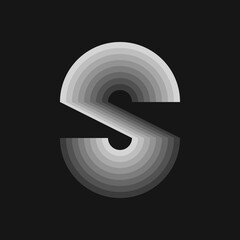 Bold letter S logo initial grey parallel striped pattern, identity initial monogram logotype.